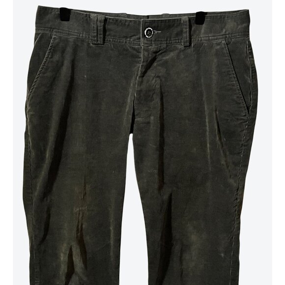 I Love Ugly Medium Olive Green Corduroy Slim Kobe Cropped Leg Straight Fit Pants - Picture 2 of 8
